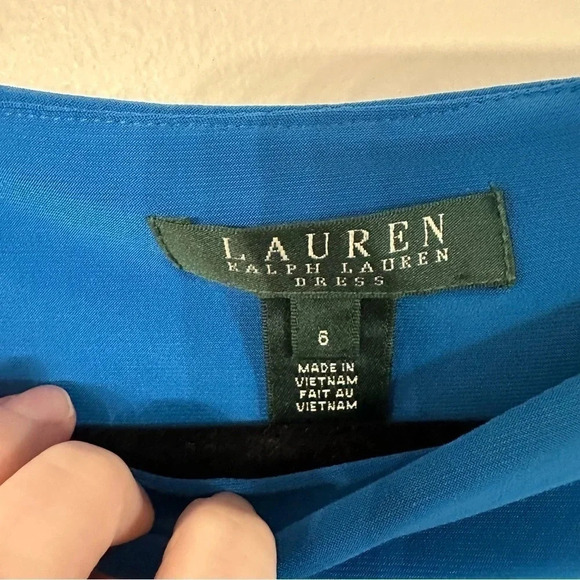 Lauren Ralph Lauren Women's Twist Front Cap Sleeve Blue Dress Size 6 GUC - Picture 6 of 8